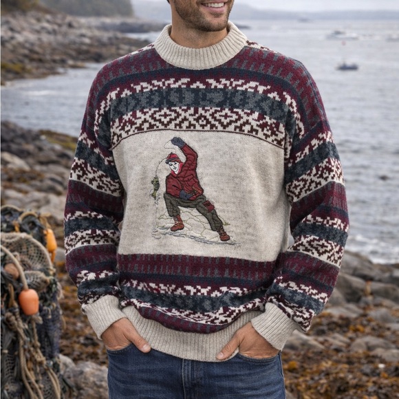 Vintage Colerige Sweater Mens Sz Medium Alpaca Blend Knit Fisherman’s Made Italy